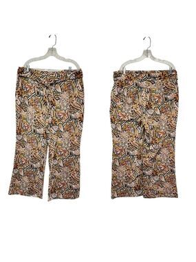 East 1946 Floral Wide Leg Pull-On Pants Multicolor Brown Size 18/20W